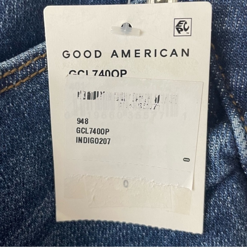 GOOD AMERICAN NWT GOOD CLASSIC 28” INSEAM RIPPED JEANS 0/25 HIGH RISE IN BLUE - Picture 8 of 14